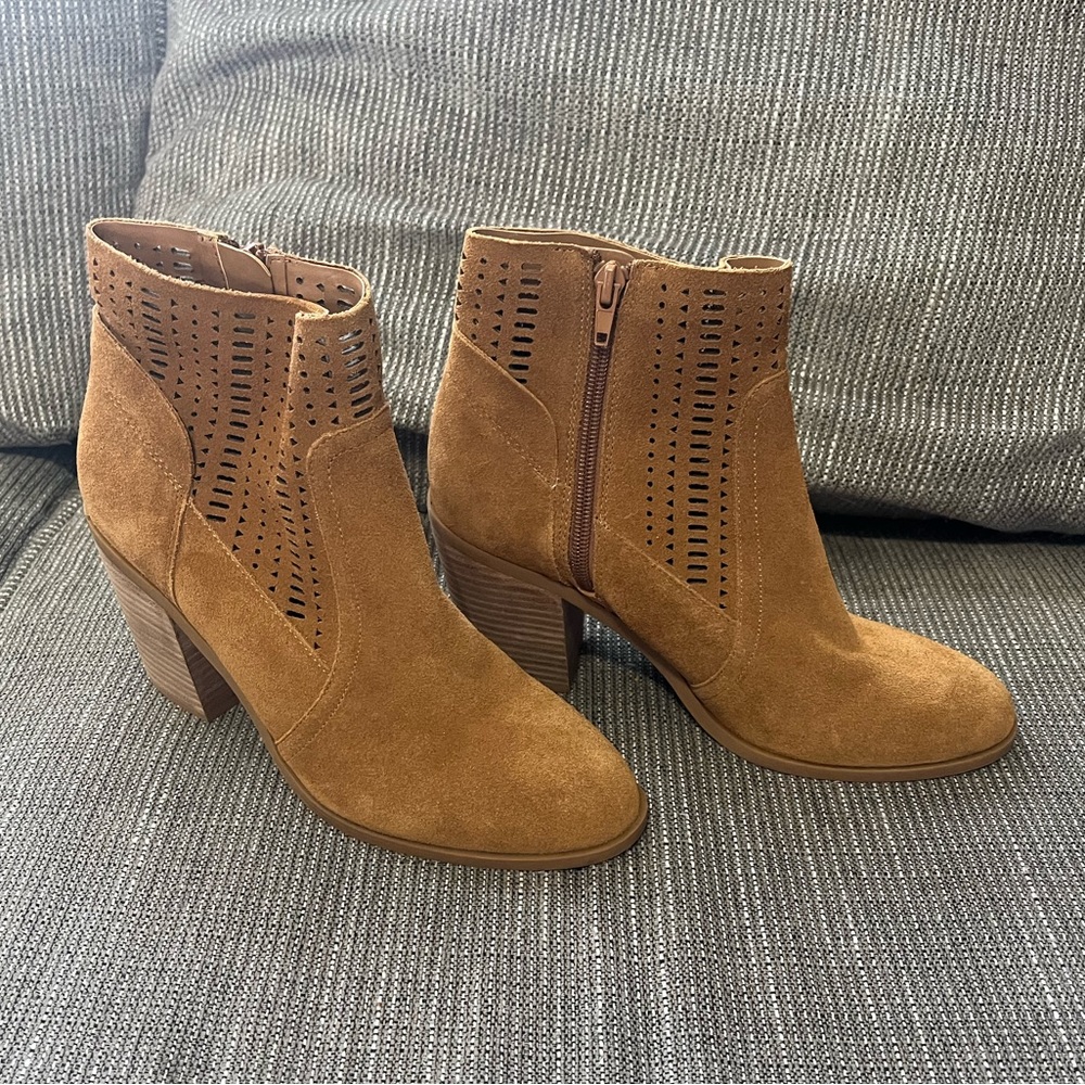 Crown Vintage | Tan Brown Suede Taudia Bootie, Ankle Boots
